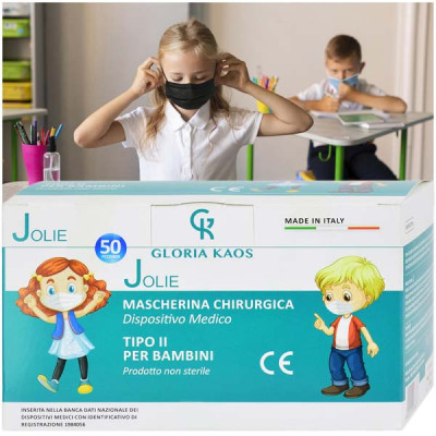 50 Mascherine Bambini di Type 2 (Nero)